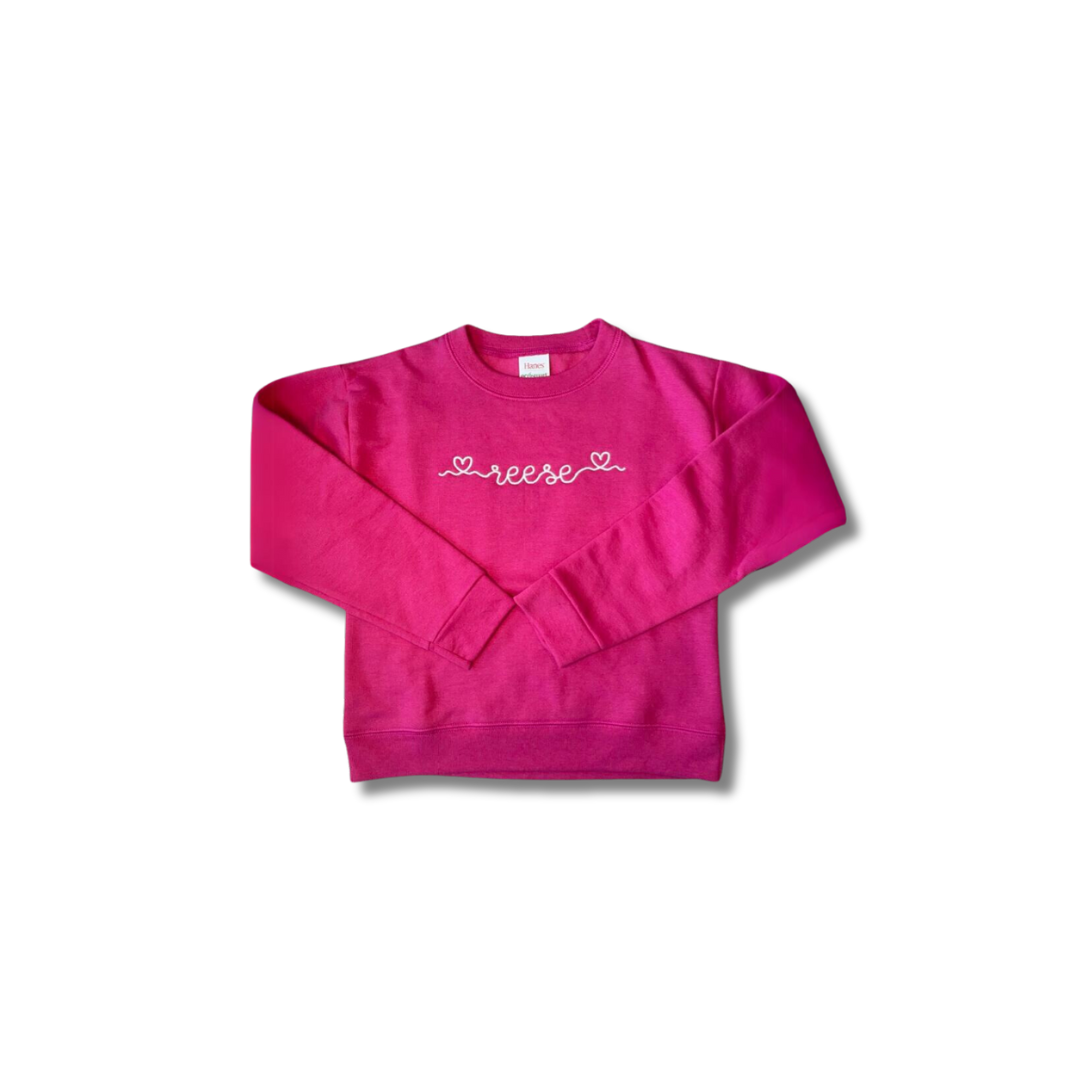 Heart script pullovers